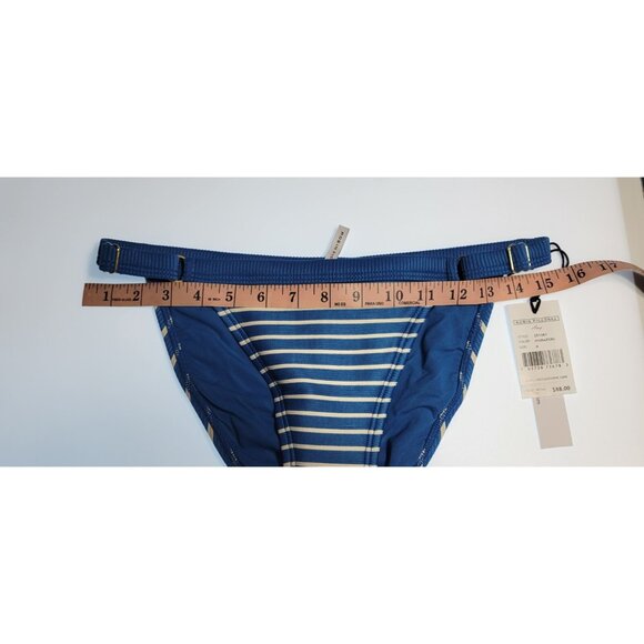 Robin Piccone Bikini Bottom Womens Parker High Weist Blue/White Stripeed - Picture 5 of 9